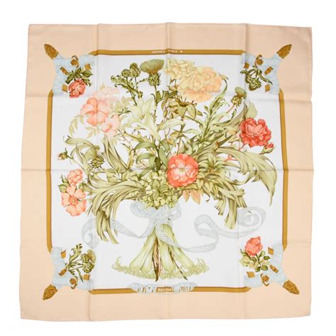 Vintage Hermes 90cm Pink Flower Bouquet Regina Scarf! 